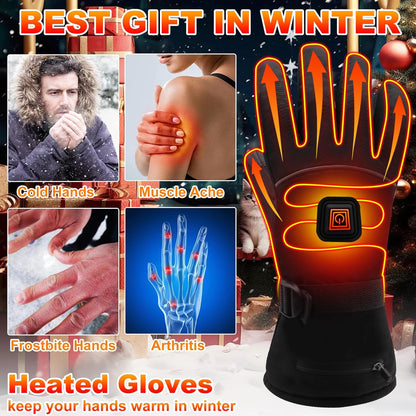 Electric Rechargeable Battery Thermal Gloves for Men Women, 7.4V Touchscreen Waterproof Windproof Heated Gloves for Hiking Skiing, Outdoor Indoor Portable Battery Hand Warmer